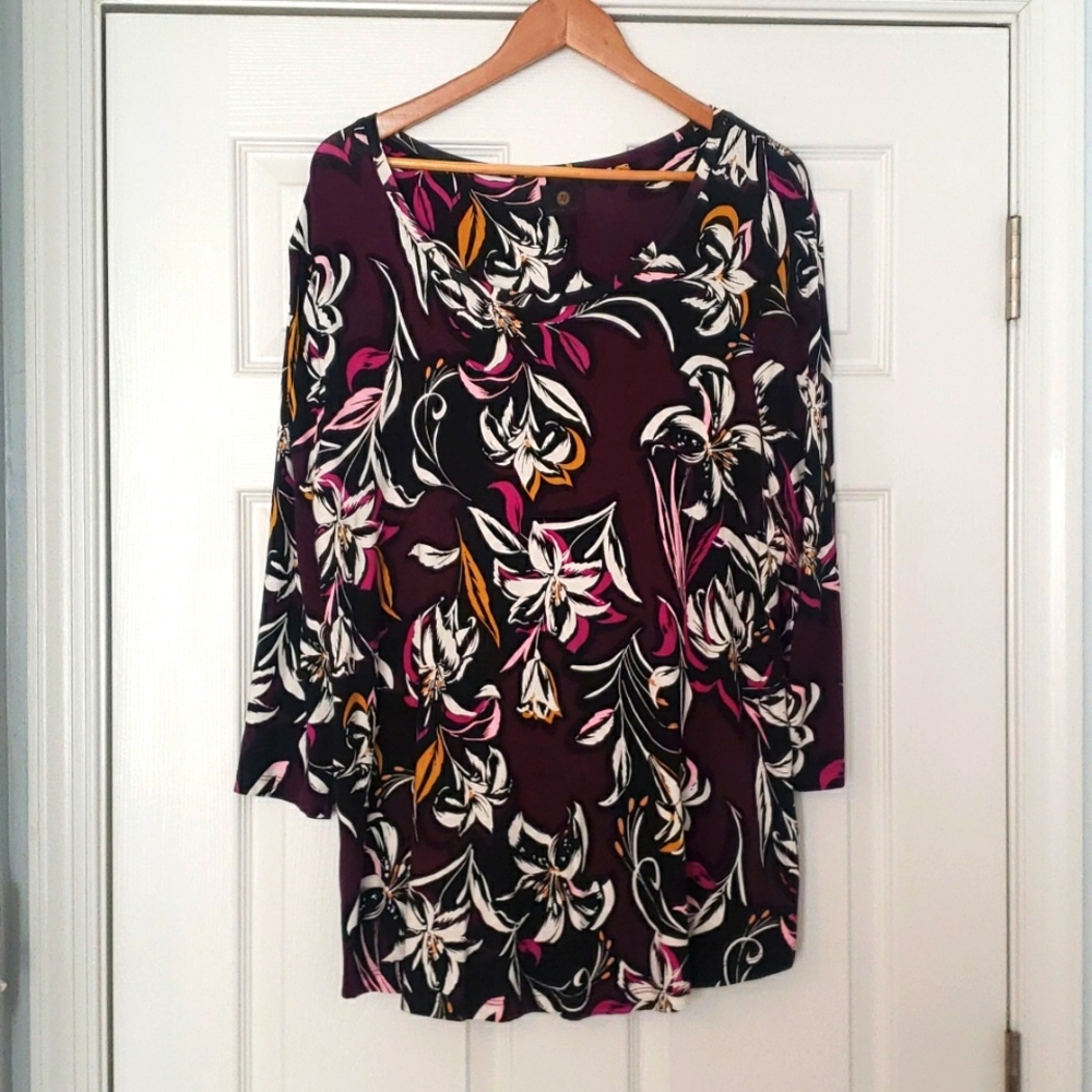 JM Collection 3/4 Sleeve Tunic Tee